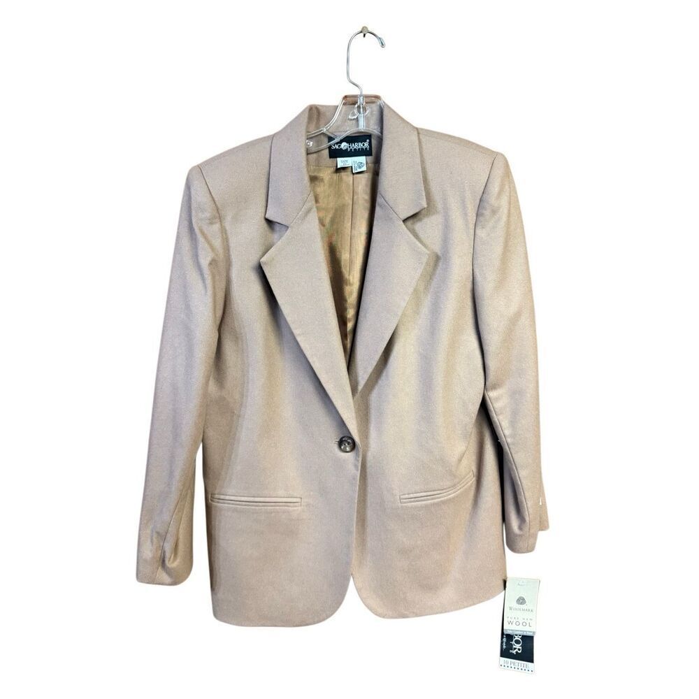 VTG Sag Harbor women's camel-colored 100% wool blazer Sz 10 P NWT - Picture 1 of 7
